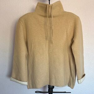 Vince Tan Mock Neck Sweater with Ties Wool and Cashmere Blend